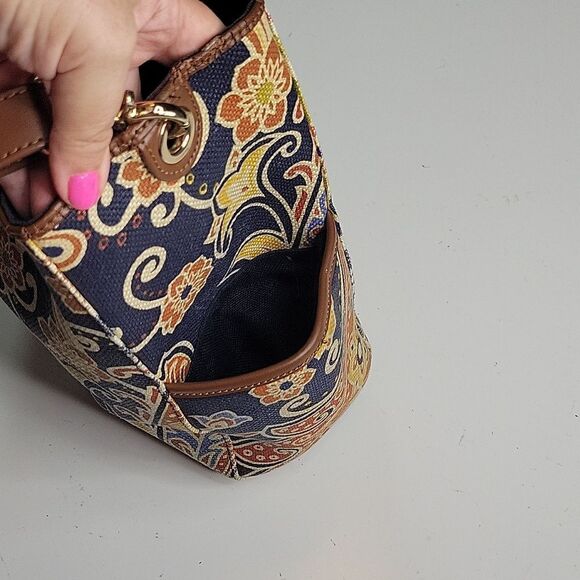 SPARTINA 449 LINEN + LEATHER RESORT FLORAL PREPPY PURSE BAG DAUFUSKIE ISLAND SC - Picture 14 of 16